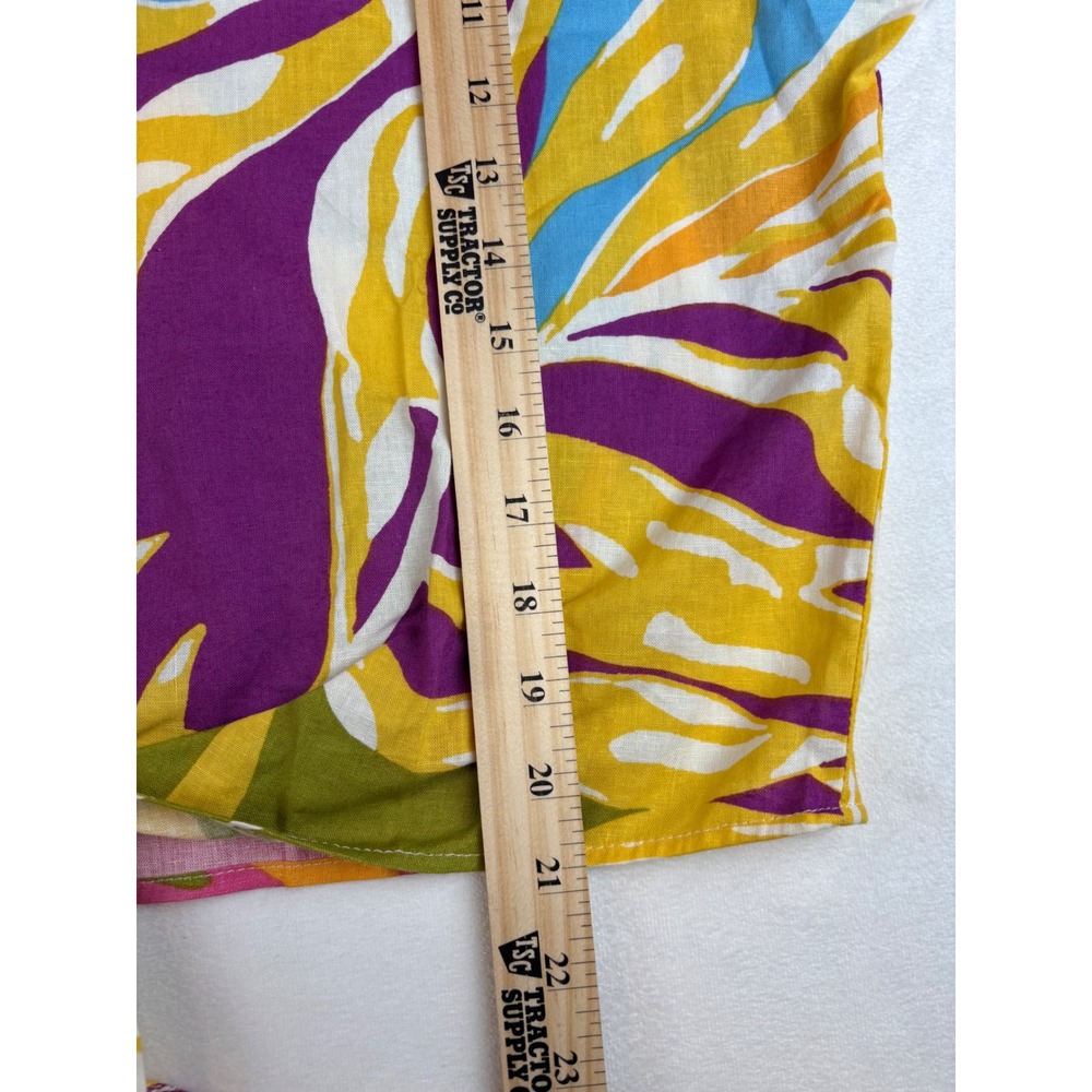 Christian Siriano New York XL Linen Blend Floral Print Tie-Front Button Down New - Picture 4 of 9